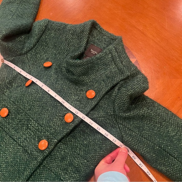 Smythe Les Vestes Double Breasted Tweed Funnel Neck Blazer 8 Virgin Wool Green - Picture 13 of 16